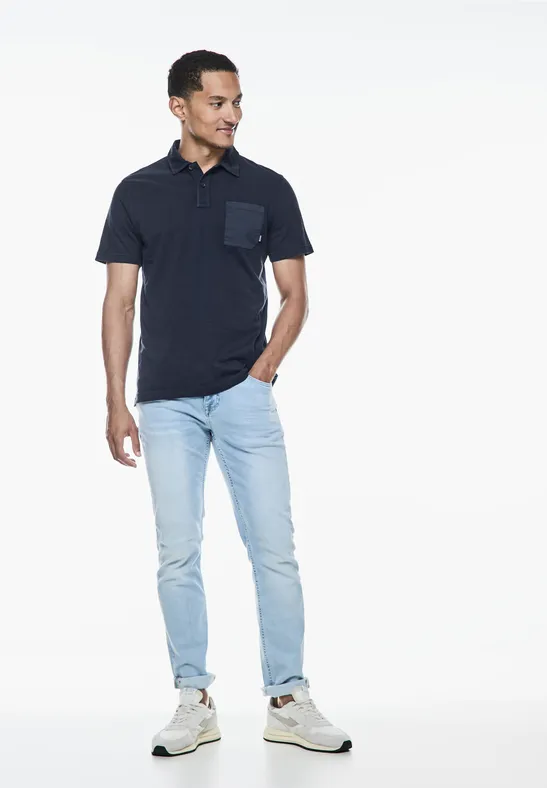 Street One Garmend Dye Slub Poloshirt