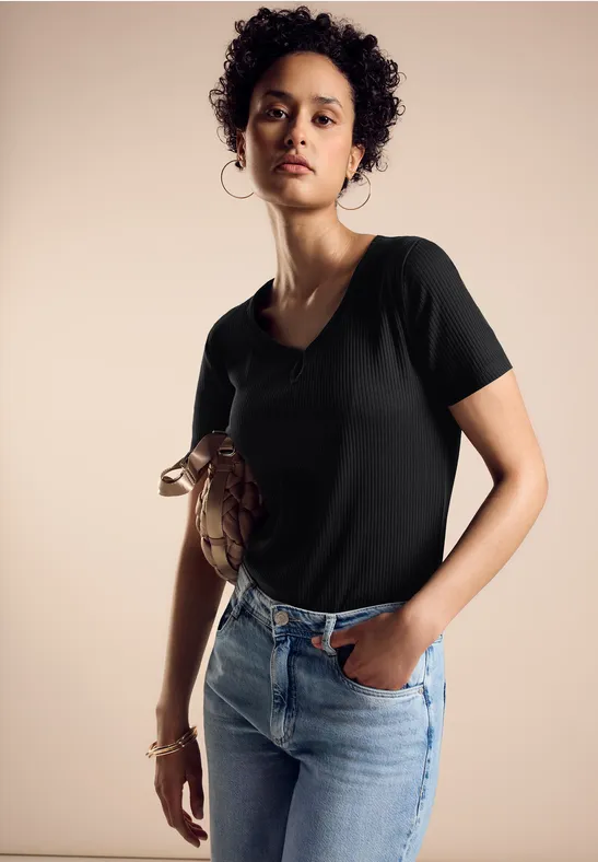 Street One Geripptes T-Shirt