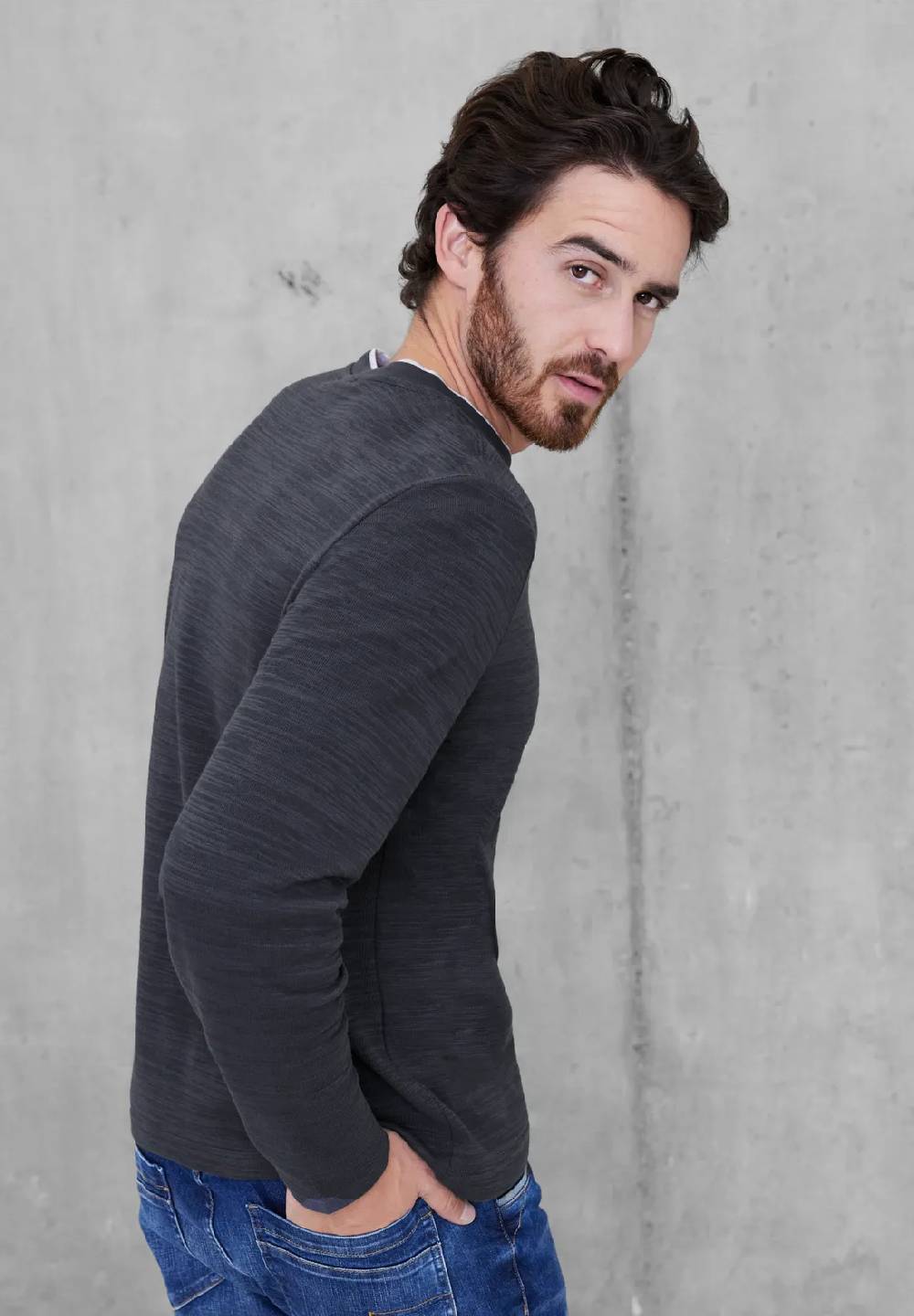 Street One Henley Shirt In Unifarbe