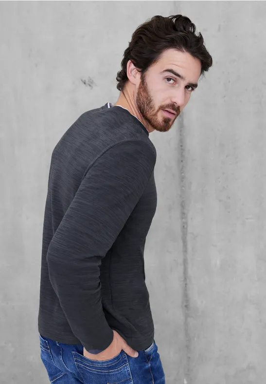 Street One Henley Shirt In Unifarbe