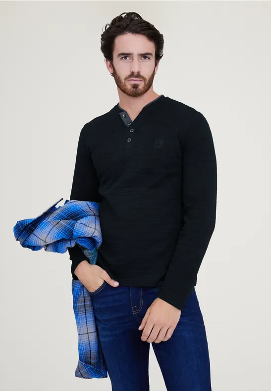 Street One Henley Shirt In Unifarbe