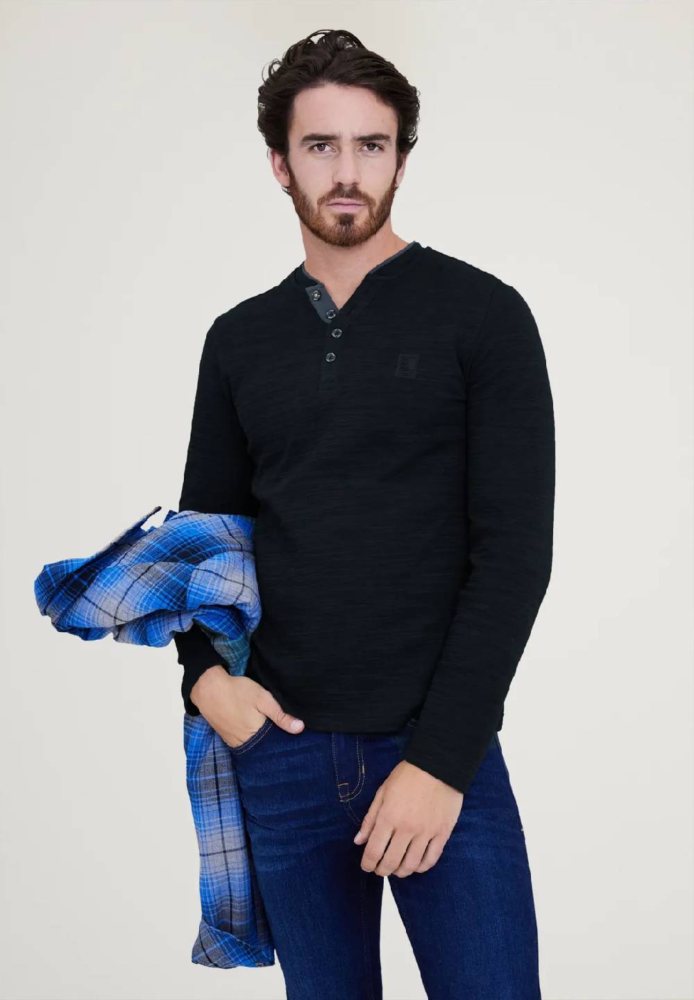 Street One Henley Shirt in Unifarbe