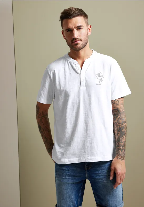 Street One Henleyshirt In Garment Dye