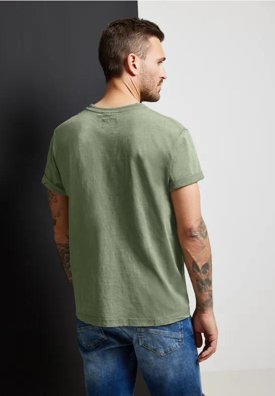 Street One Henleyshirt In Garment Dye