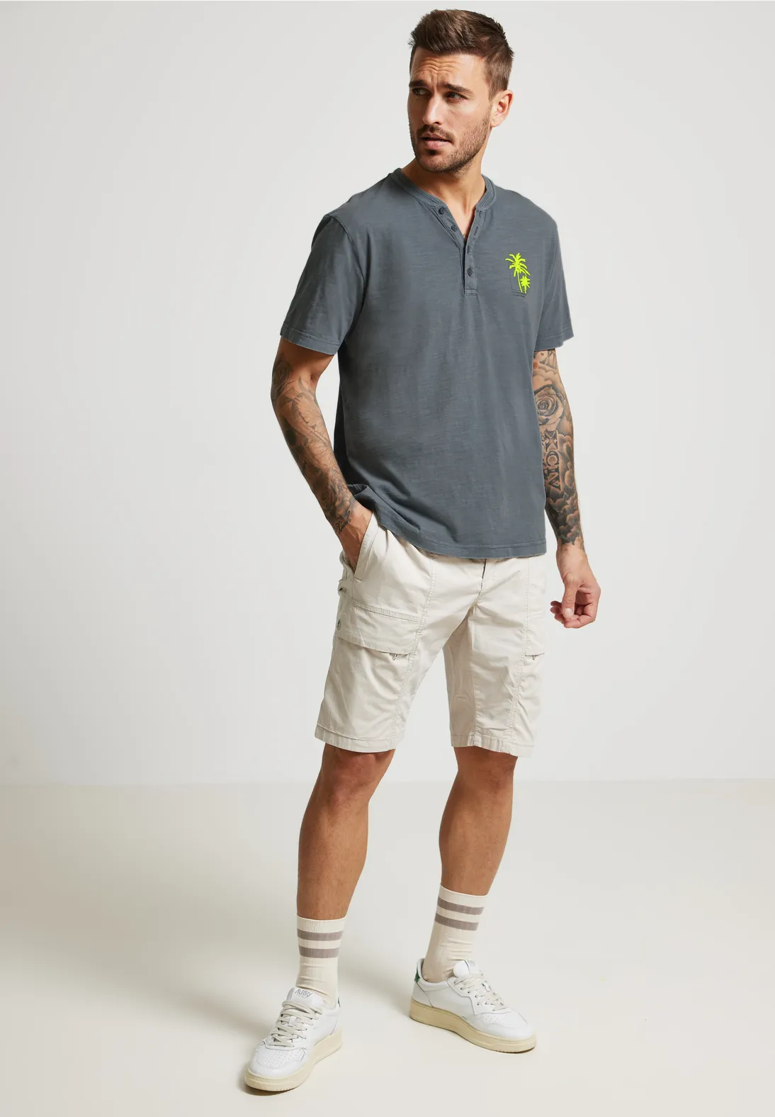 Street One Henleyshirt in Garment Dye