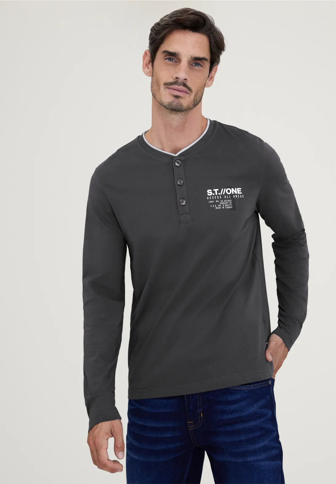 Street One Henleyshirt mit Brustprint