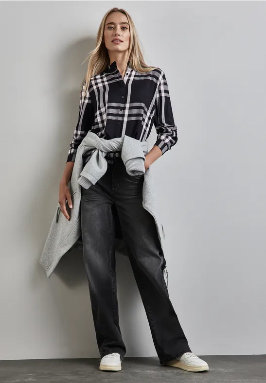 Street One Karierte Bluse Mit Rüschen