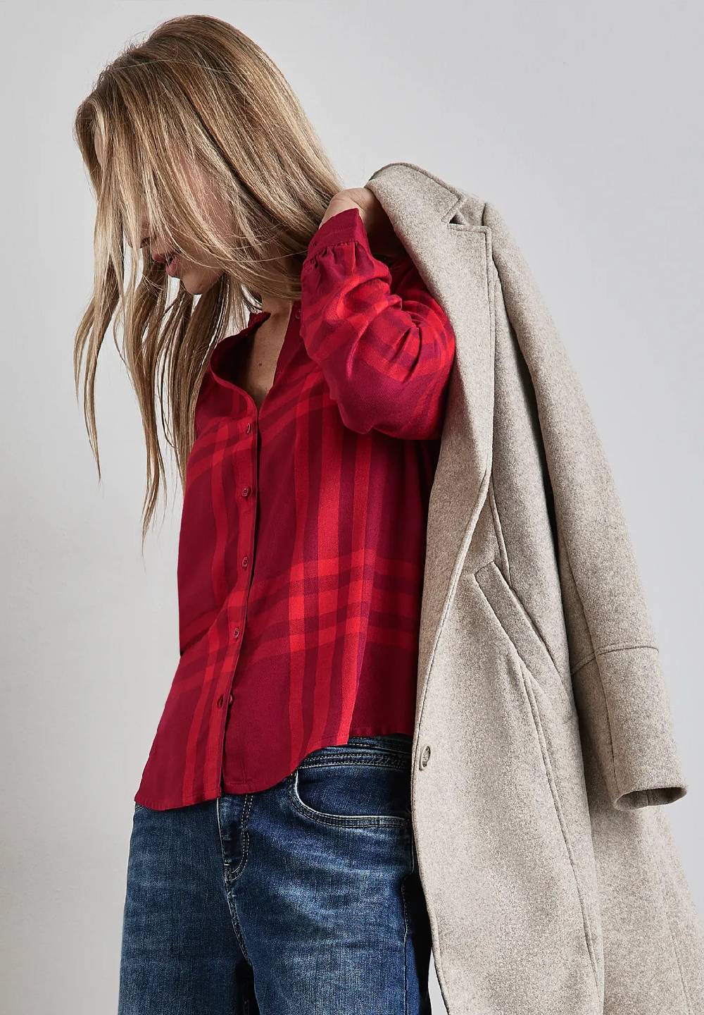 Street One Karierte Bluse Mit Rüschen