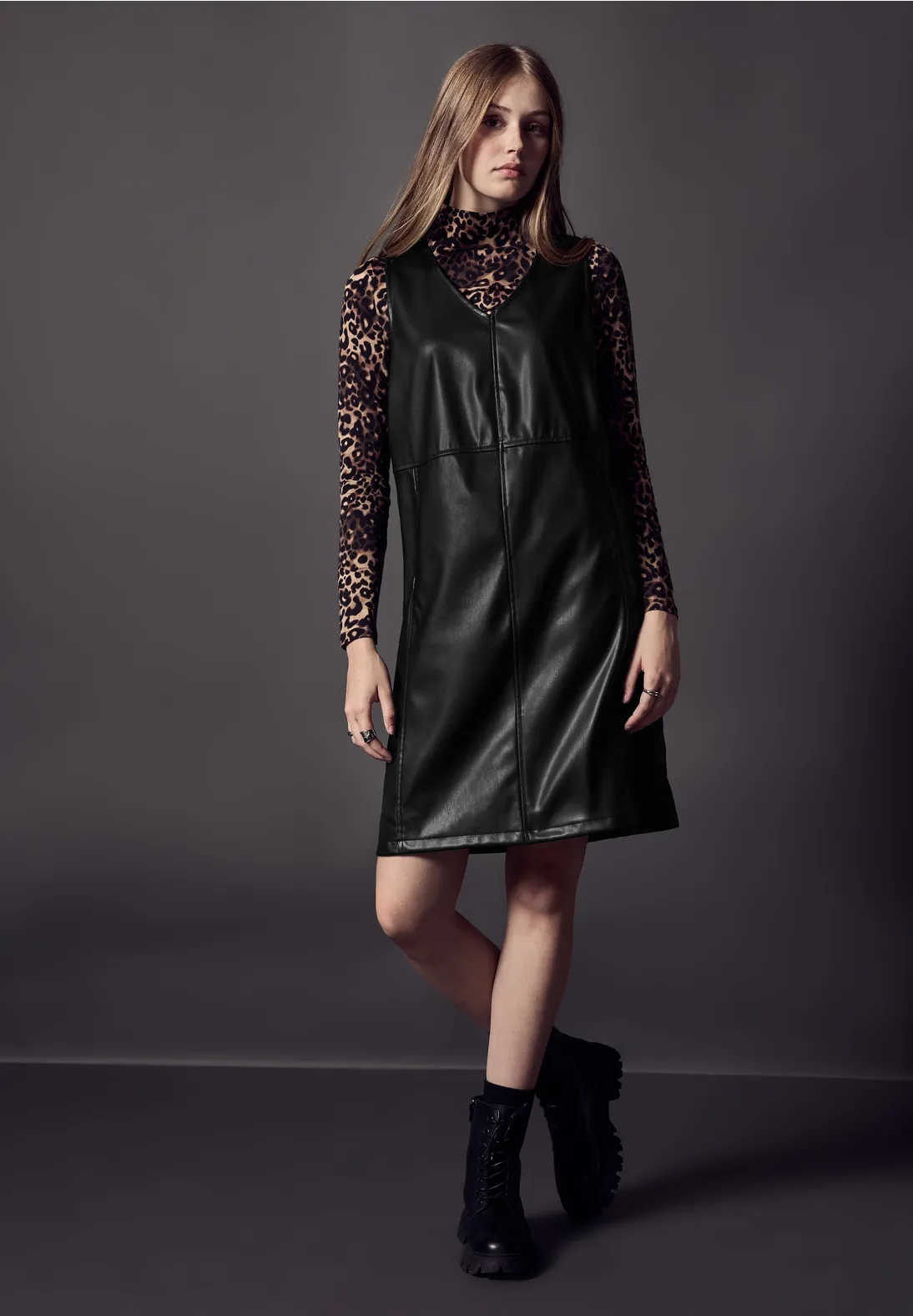 Street One Kleid in Leder-Optik