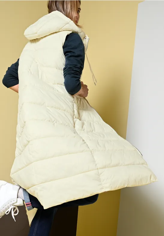 Street One Lange Steppweste Mit Kapuze