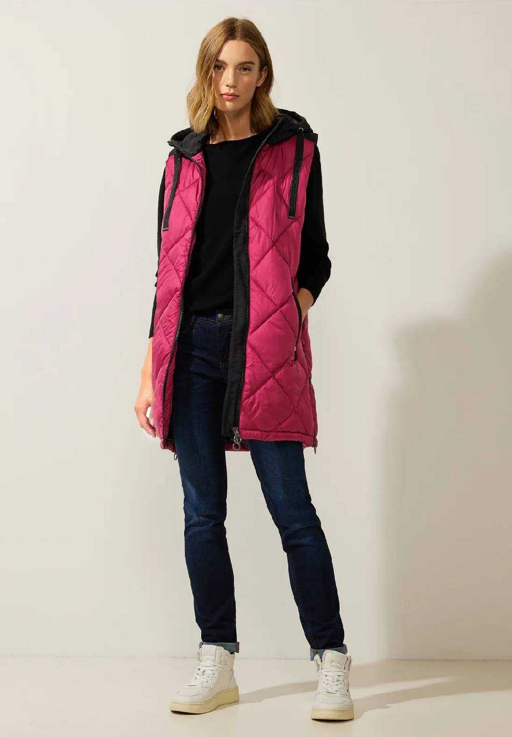 Street One Long Steppweste mit Zipper