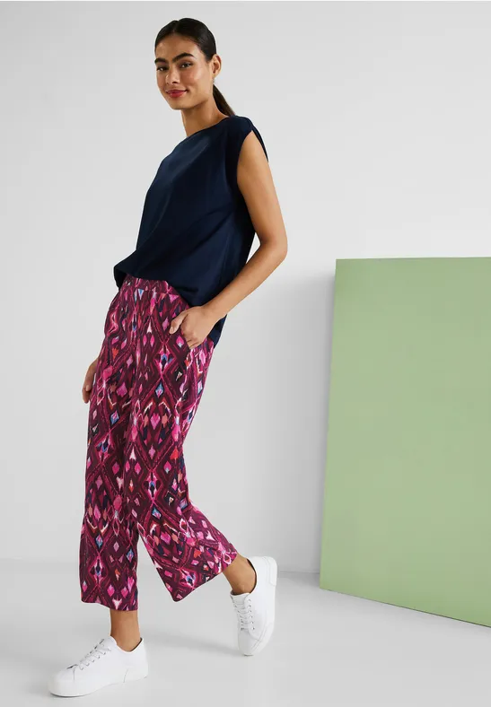 Street One Loose Fit Hose Mit Ikatprint - Style EMEE