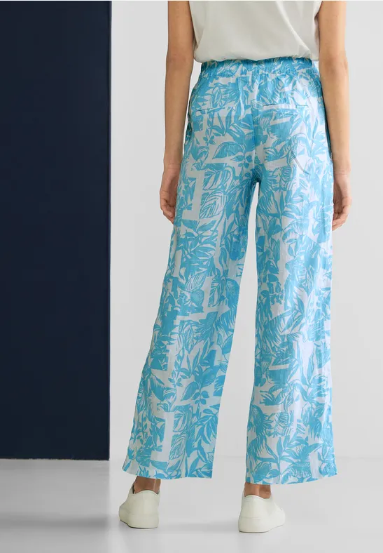 Street One Loose Fit Print Leinenhose