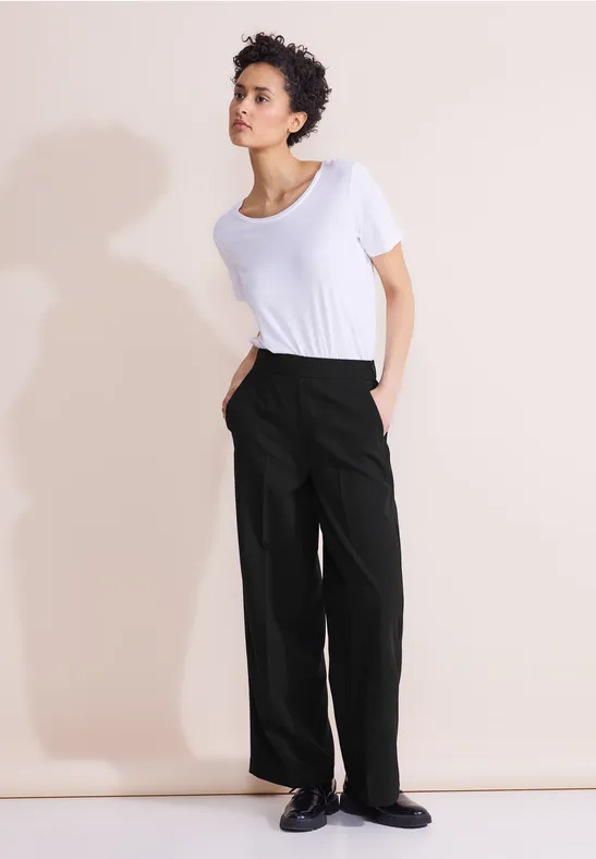 Street One Loose Fit Twill Hose - Style WIDE LEG