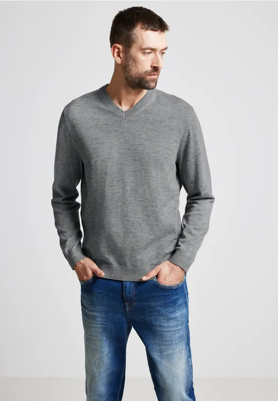 Street One Melange V-Neck Pullover