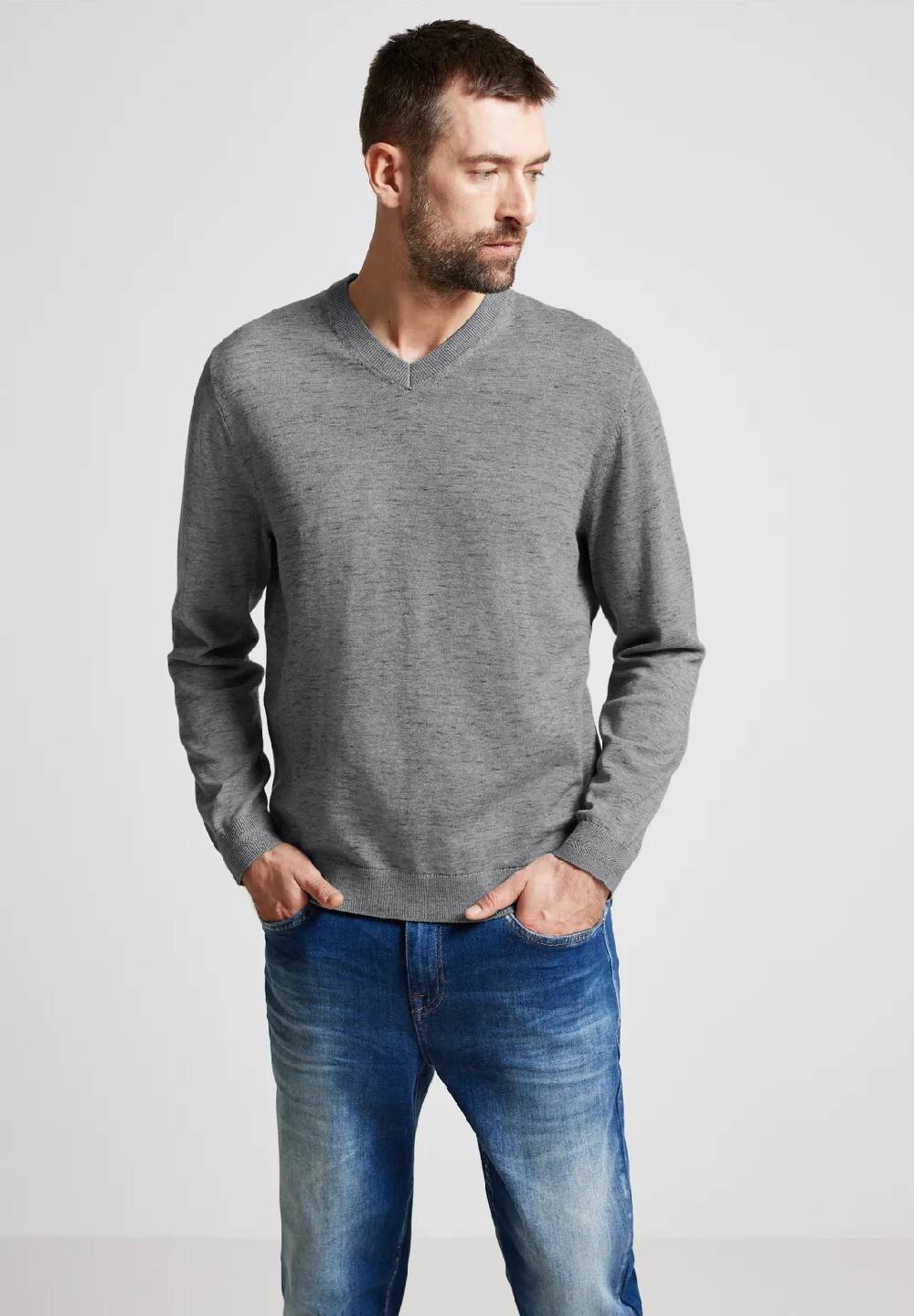Street One Melange V-Neck Pullover