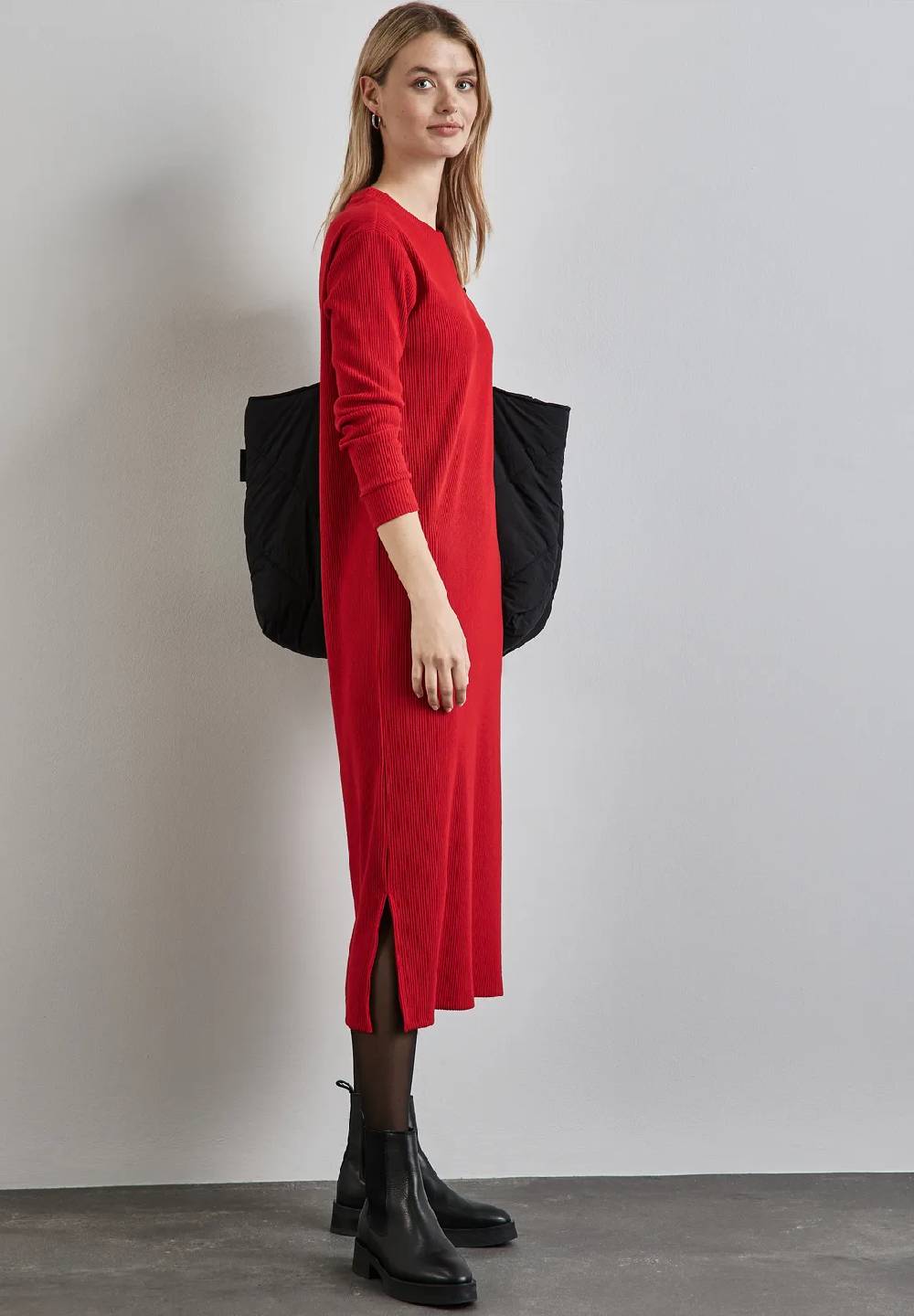 Street One Midi-Kleid in Ripp-Struktur