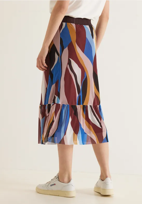 Street One Midi Mesh Volant Rock