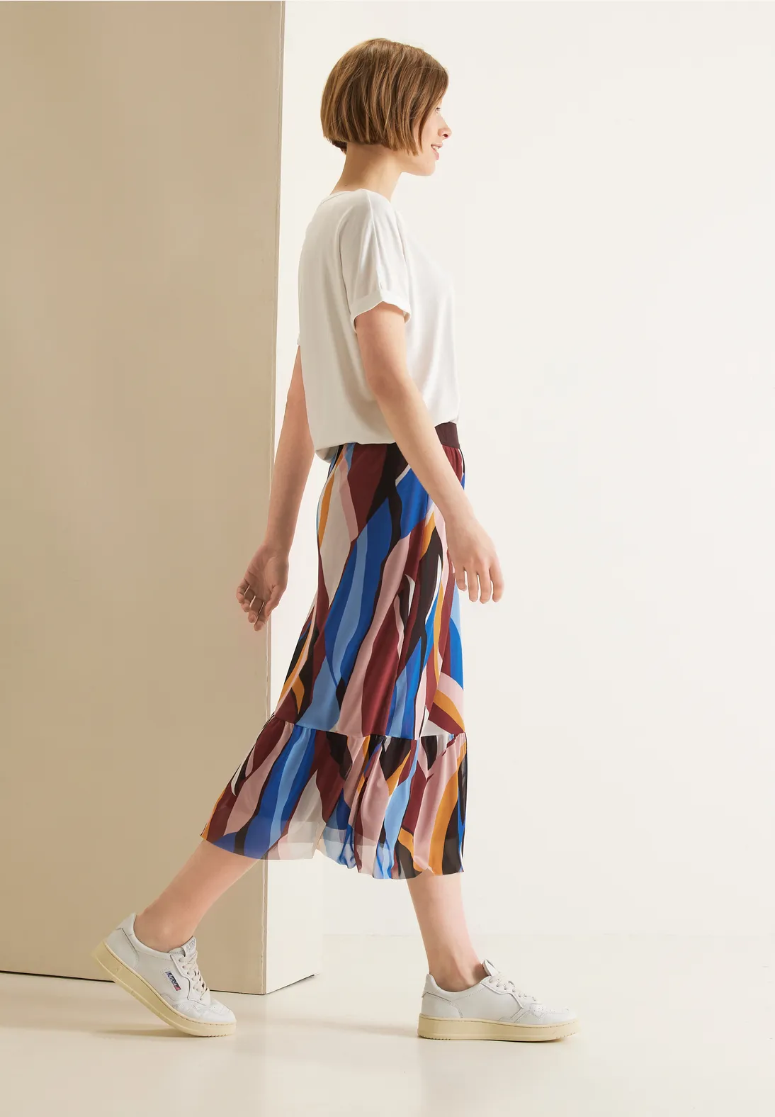 Street One Midi Mesh Volant Rock