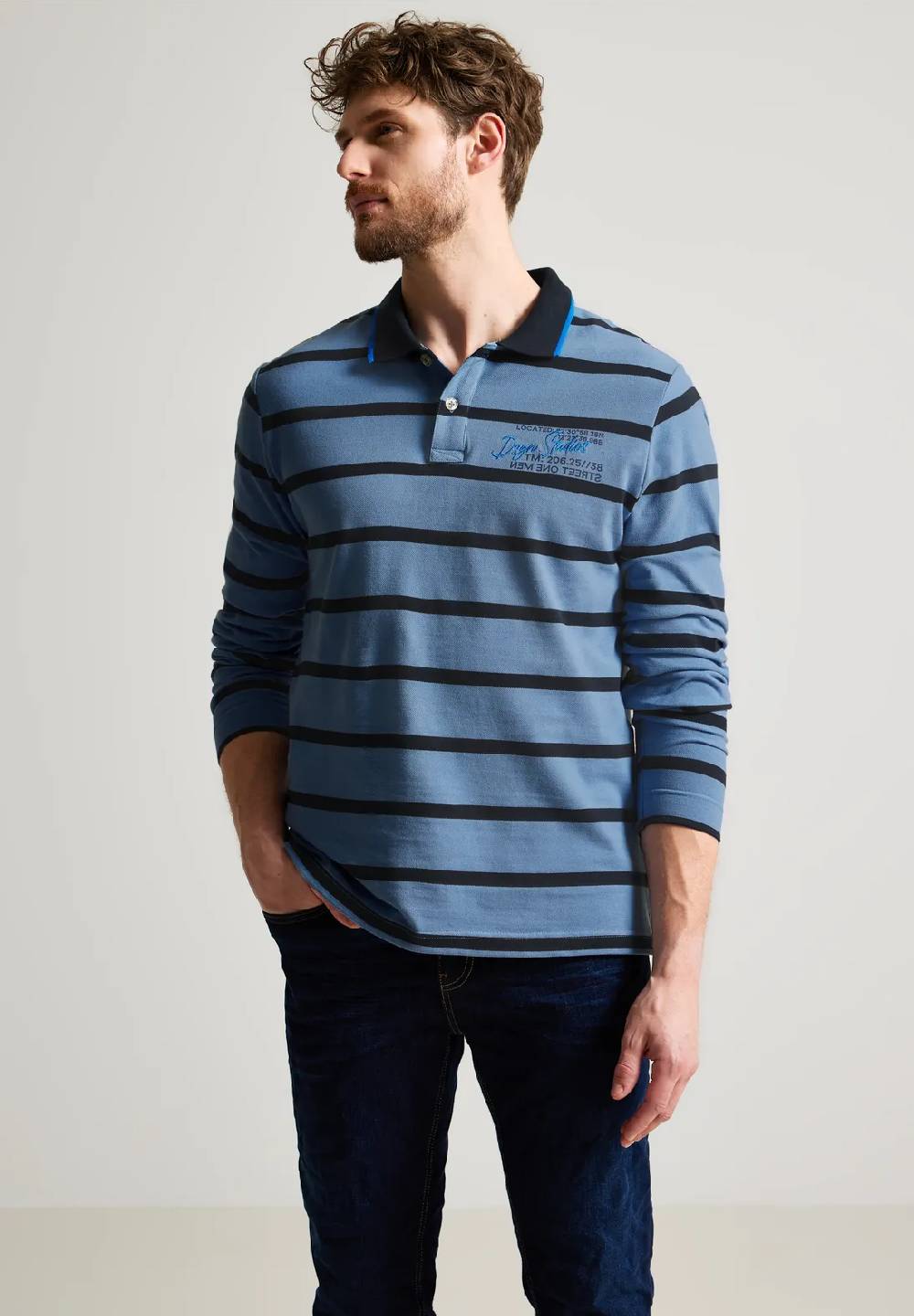 Street One Piqué Langarmpoloshirt