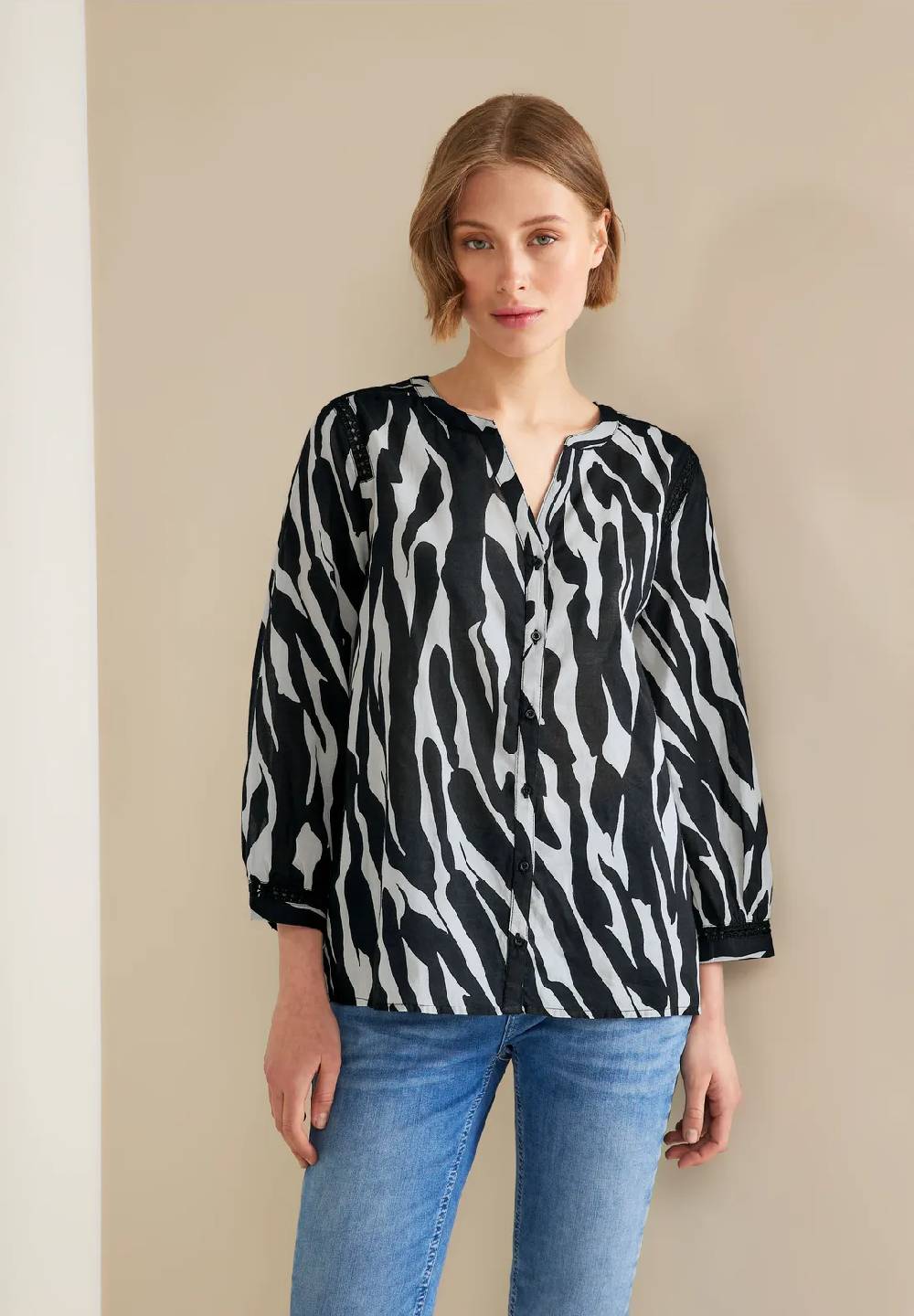 Street One Printbluse mit Häkeldetails
