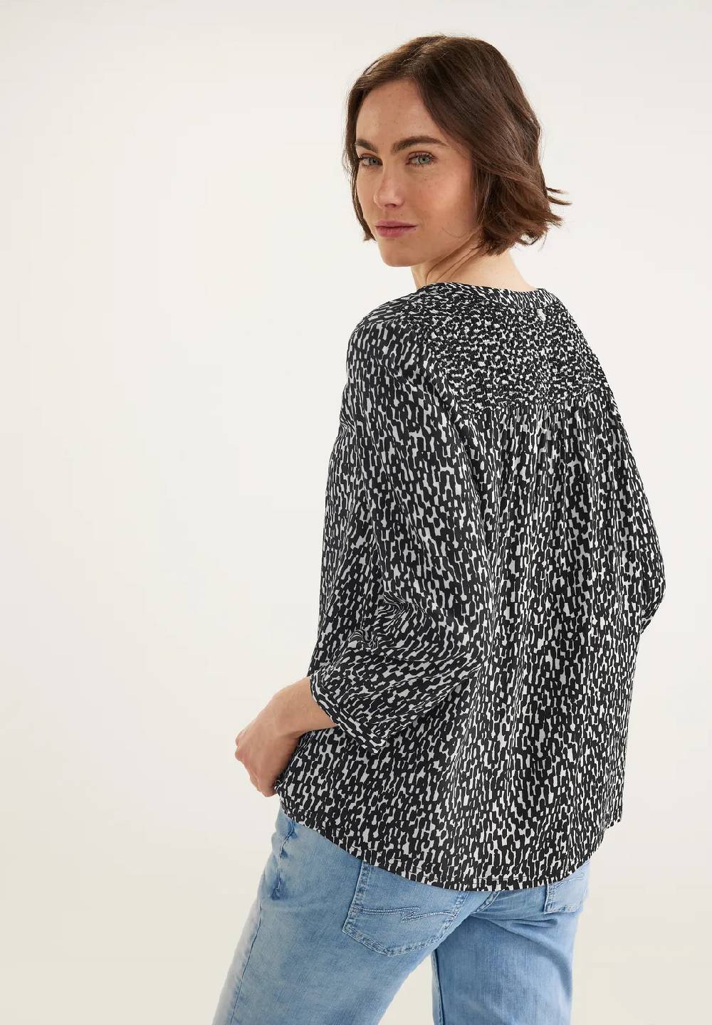 Street One Printbluse Mit Smokdetails