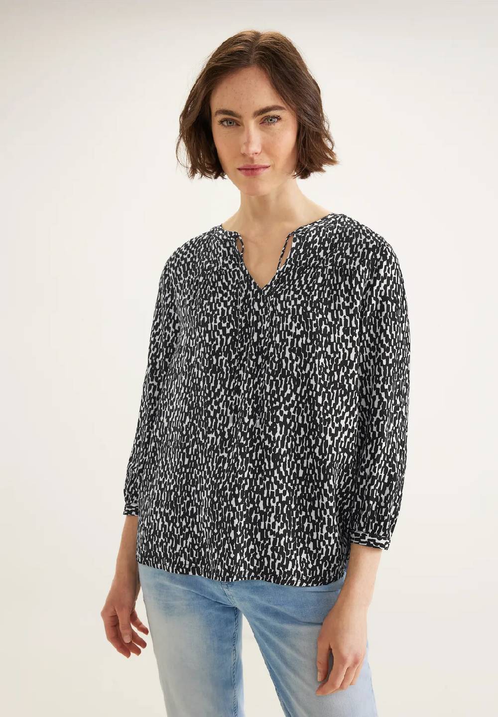 Street One Printbluse mit Smokdetails