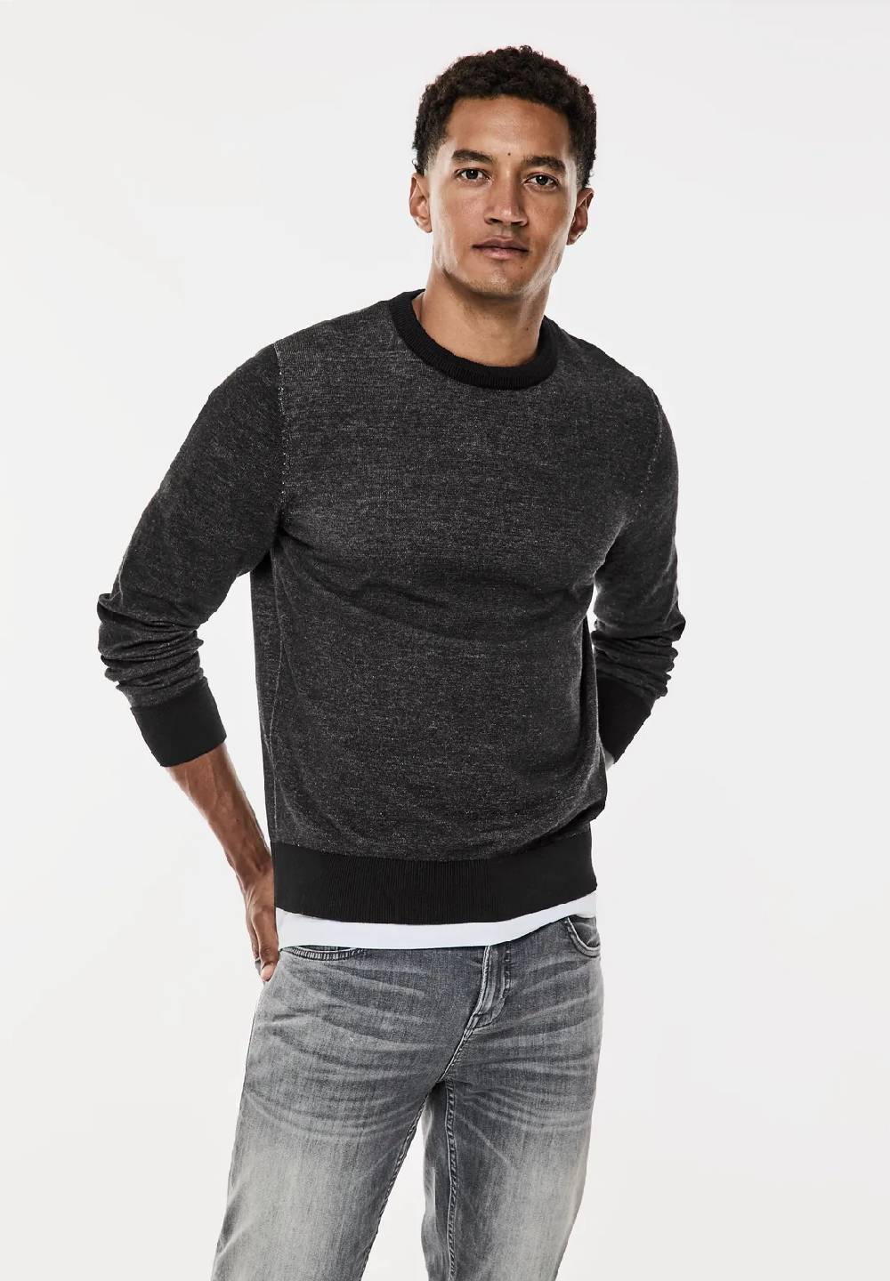 Street One Pullover in Two Tone Optik