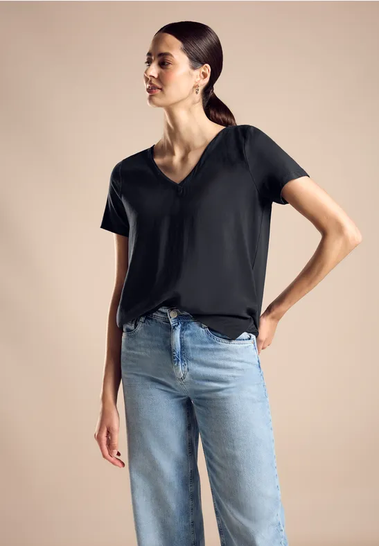 Street One Shirt Im Cupro Materialmix