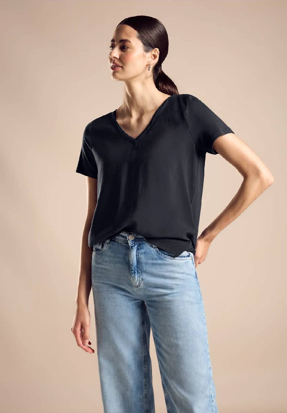 Street One Shirt im Cupro Materialmix