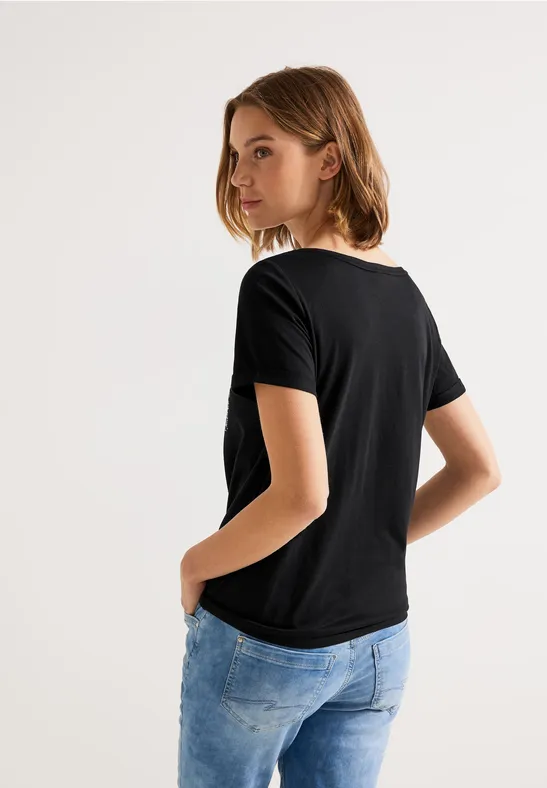 Street One Shirt Mit Steinchen Print