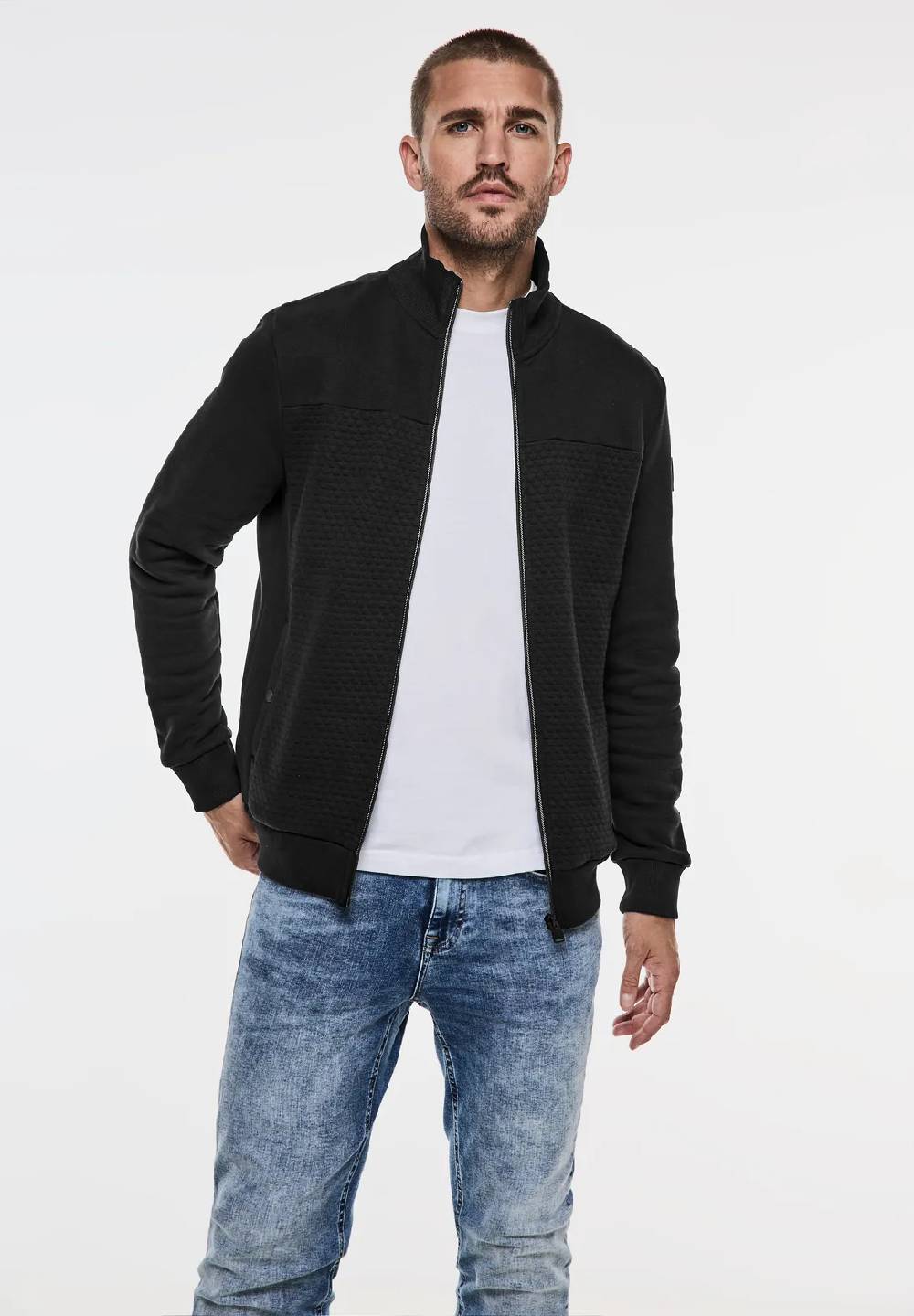 Street One Sweatjacke mit Materialmix