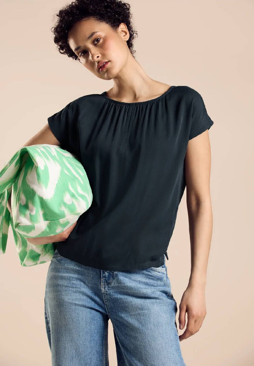 Street One T-Shirt im Materialmix