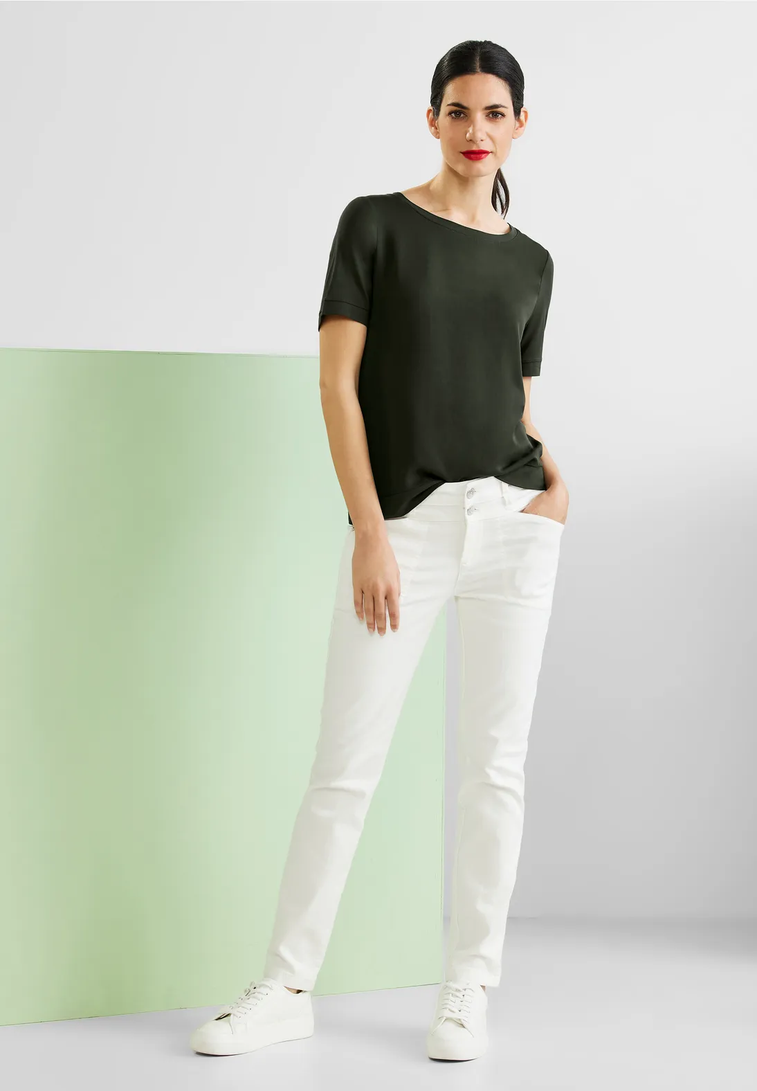 Street One T-Shirt im Materialmix