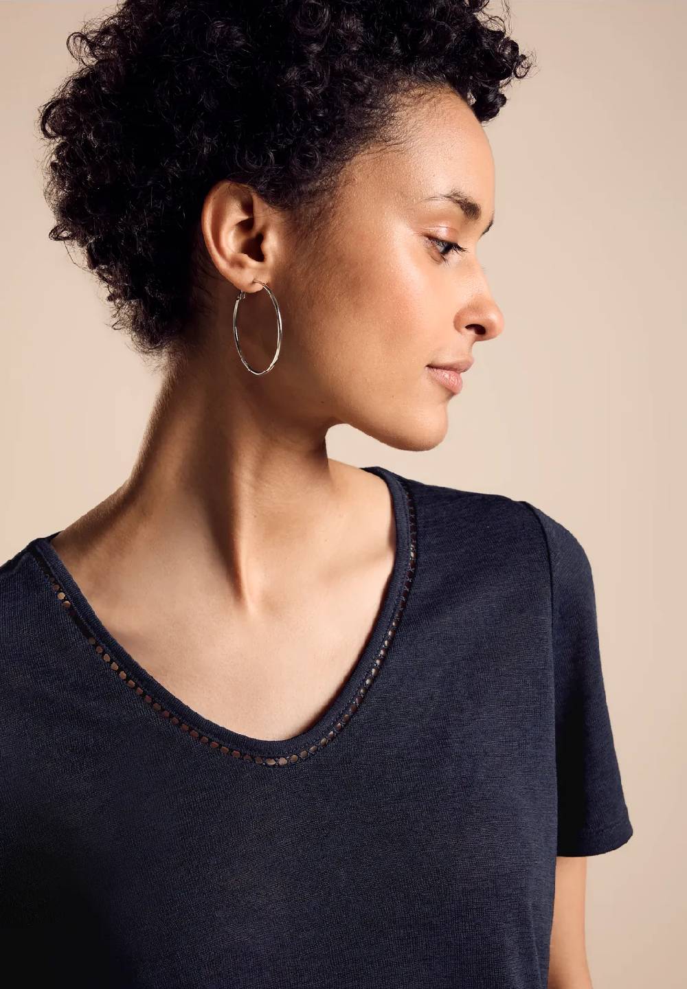 Street One T-Shirt in Leinenoptik