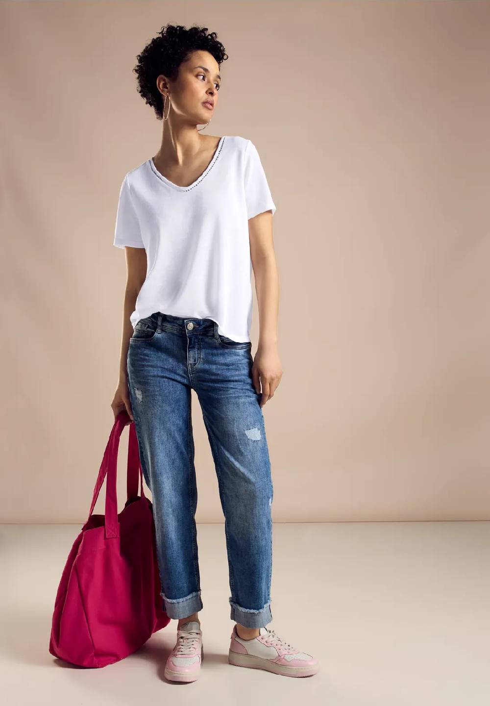 Street One T-Shirt in Leinenoptik