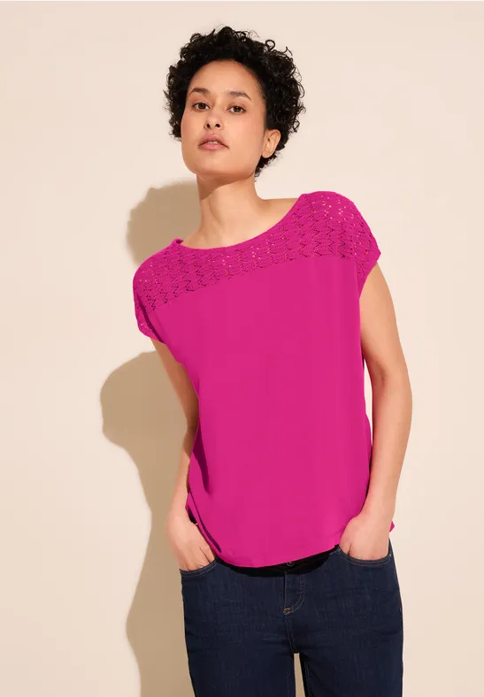 Street One T-Shirt Mit Häkelstruktur