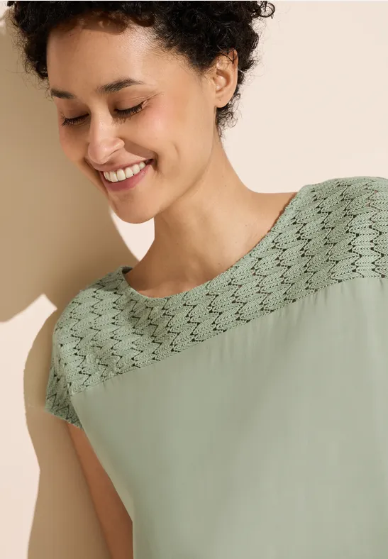 Street One T-Shirt Mit Häkelstruktur