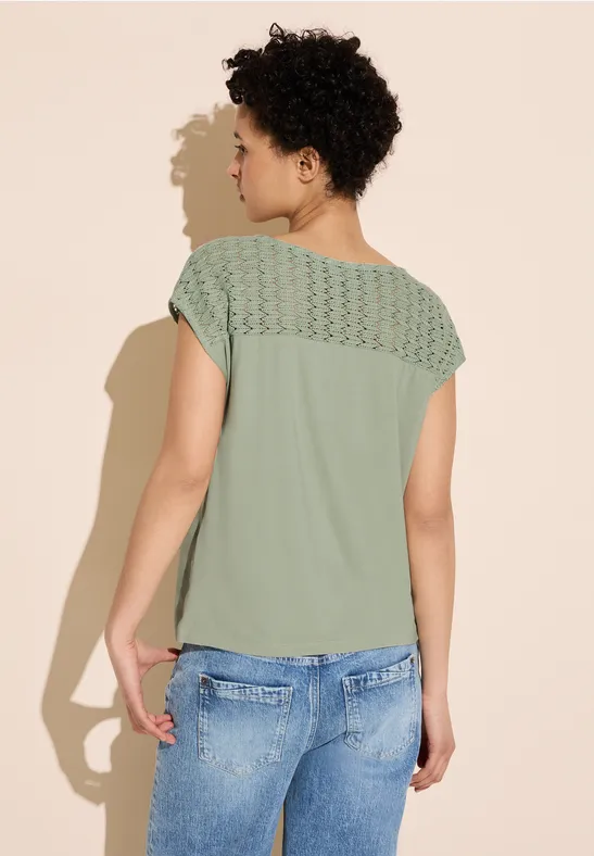 Street One T-Shirt Mit Häkelstruktur