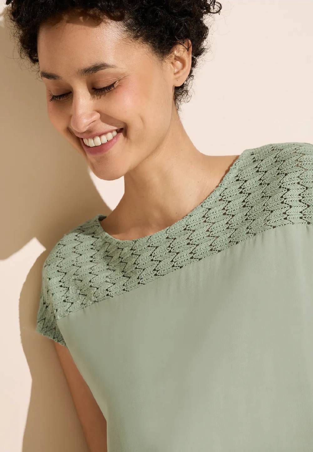 Street One T-Shirt mit Häkelstruktur