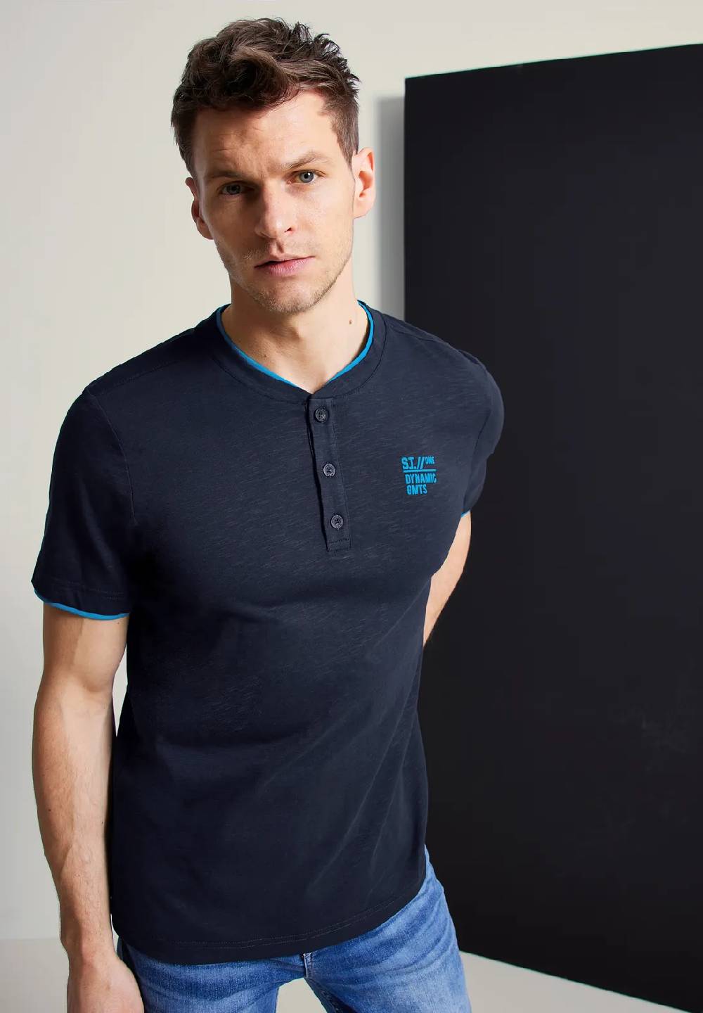 Street One T-Shirt mit Henleyausschnitt