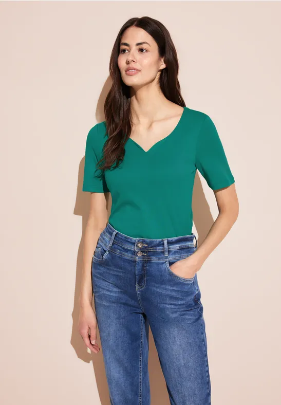 Street One T-Shirt Mit Herz Ausschnitt