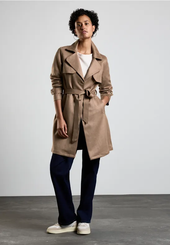 Street One Velours-Look Trenchcoat
