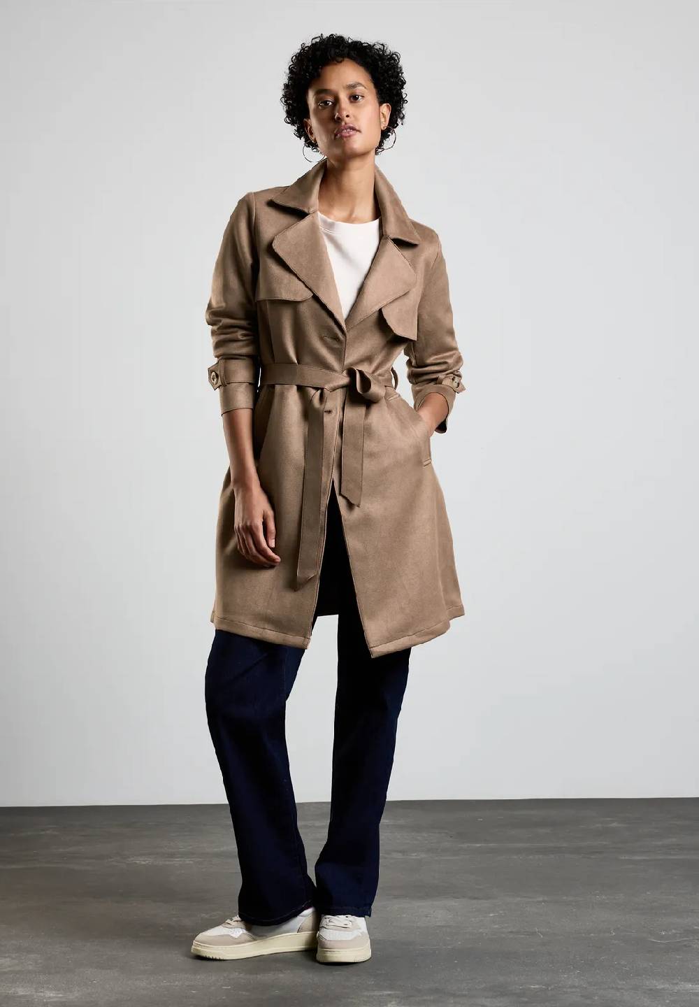 Street One Velours-Look Trenchcoat