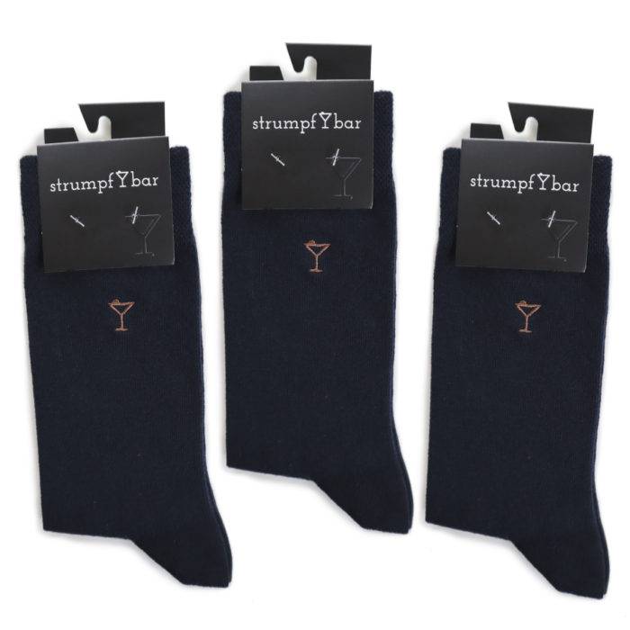 Strumpfbar 3er Pack Cotton Libre Marine Blau/Cognac