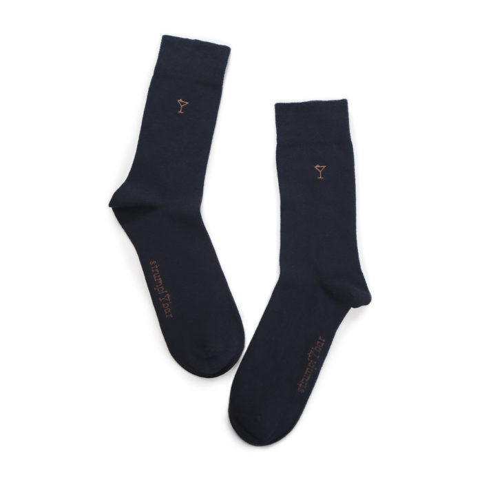 Strumpfbar Cotton Libre Marine Blau/Cognac