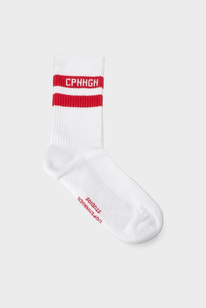 Studio Copenhagen CPH SOCKS 3 Cotton Blend White/red