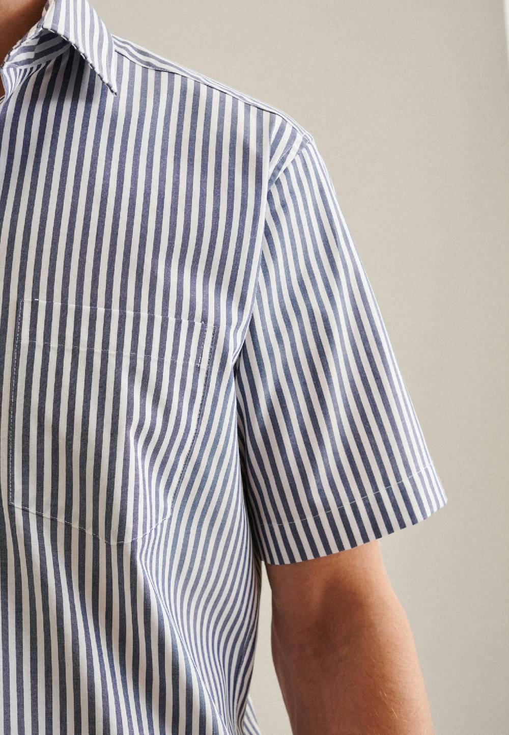 Studio Seidensticker Bügelfreies Popeline Kurzarm Business Hemd In Regular Mit Kentkragen