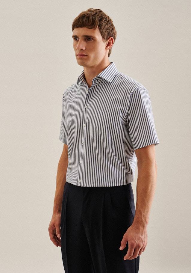 Studio Seidensticker Bügelfreies Popeline Kurzarm Business Hemd in Regular mit Kentkragen