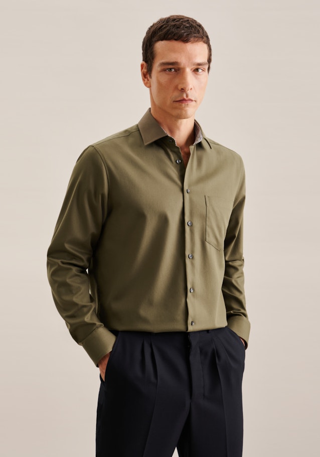 Studio Seidensticker Bügelfreies Twill Business Hemd in Regular mit Kentkragen